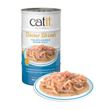 Charger l'image dans la galerie, Garnitures Catit Divine Shreds - Thon avec poulet et wakamé en gelée - 4 x conserves de 85 gr