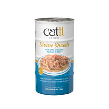 Charger l'image dans la galerie, Garnitures Catit Divine Shreds - Thon avec poulet et wakamé en gelée - 4 x conserves de 85 gr