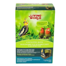 Charger l'image dans la galerie, Baignoire avec couvercle transparent Living World pour perruches calopsittes - Base brune et dessus topaze