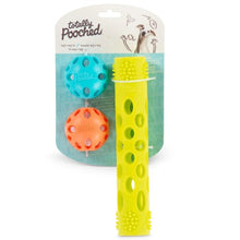 Charger l'image dans la galerie, Messy Mutts "Totally Pooched, Huff'n Puff" Ensemble de 3 jouets pour chien - 2 Balles + 1 Bâton