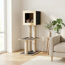 Charger l'image dans la galerie, Noba Arbre à chat Hut Deluxe avec corde Fique de haute qualité - Noir