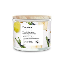 Charger l'image dans la galerie, Purodora Lab Bougie de soya - Neutralisant d'odeurs d'animaux - Poire et genévrier 13 oz