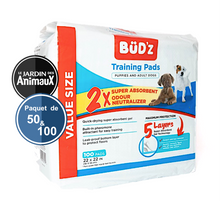 Charger l'image dans la galerie, Serviettes d’entraînement Bud'z pour chien, paquet de 100 - Boutique Le Jardin Des Animaux -entrainement proprrtéBoutique Le Jardin Des AnimauxBZ03549