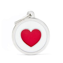 Charger l'image dans la galerie, Médaille collection Charms, CERCLE BLANC COEUR ROUGE, GRAND - Boutique Le Jardin Des Animaux -médailleBoutique Le Jardin Des AnimauxYM04