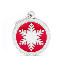 Charger l'image dans la galerie, Médaille collection Charms, CERCLE ROUGE FLOCON DE NEIGE BLANC, GRAND - Boutique Le Jardin Des Animaux -médailleBoutique Le Jardin Des AnimauxYM07