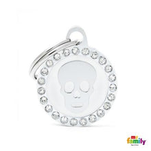 Charger l'image dans la galerie, Médaille collection GLAM, "CERCLE CRÂNE BLANC STRASS" PETIT - Boutique Le Jardin Des Animaux -médailleBoutique Le Jardin Des AnimauxBH27GM06