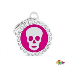 Charger l'image dans la galerie, Médaille collection GLAM, "CERCLE CRÂNE FUSHIA STRASS" PETIT - Boutique Le Jardin Des Animaux -médailleBoutique Le Jardin Des AnimauxBH26GM06