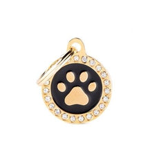 Charger l'image dans la galerie, Médaille collection GLAM, "CERCLE DORÉE PATTE STRASS" PETIT - Boutique Le Jardin Des Animaux -médailleBoutique Le Jardin Des AnimauxBH30GM02G