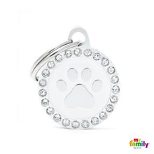 Charger l'image dans la galerie, Médaille collection GLAM, "CERCLE PATTE BLANC STRASS" PETIT - Boutique Le Jardin Des Animaux -médailleBoutique Le Jardin Des AnimauxBH27GM02