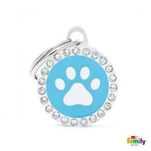 Charger l'image dans la galerie, Médaille collection GLAM, "CERCLE PATTE BLEU CLAIR STRASS" PETIT - Boutique Le Jardin Des Animaux -médailleBoutique Le Jardin Des AnimauxBH28GM02