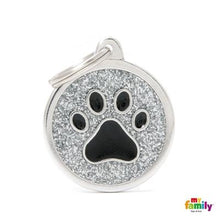 Charger l'image dans la galerie, Médaille collection SHINE, CIRCLE GLITTER GRIS PATTE NOIR, GRAND - Boutique Le Jardin Des Animaux -médailleBoutique Le Jardin Des AnimauxGL06GREY