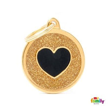 Charger l'image dans la galerie, Médaille collection SHINE, CIRCLE GLITTER OR COEUR NOIR, GRAND - Boutique Le Jardin Des Animaux -médailleBoutique Le Jardin Des AnimauxGL07GOLD