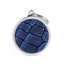 Charger l'image dans la galerie, Médaille pour chien collection BRONX, VRAI CUIR BLEU, GRAND - Boutique Le Jardin Des Animaux -médailleBoutique Le Jardin Des AnimauxCE1269