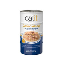 Charger l'image dans la galerie, Garnitures Catit Divine Shreds - Poulet avec maquereau et brocoli en gelée - 4 x conserves de 85 gr
