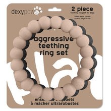 Charger l'image dans la galerie, Dexypaws Jouet à mâcher durable pour chien - Duo d'anneaux, Beige &amp; noir
