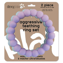 Charger l'image dans la galerie, Dexypaws Jouet à mâcher durable pour chien - Duo d'anneaux, Lilas &amp; bleu
