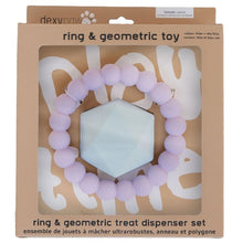 Charger l'image dans la galerie, Dexypaws Jouet à mâcher ultra robustes pour chien - Duo anneau &amp; forme géométrique, Lilas &amp; bleu
