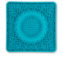 Charger l'image dans la galerie, Messy Mutts Tapis D'alimentation En Silicone Avec Cadre Et Bol Intégré 10"x10" - Bleu
