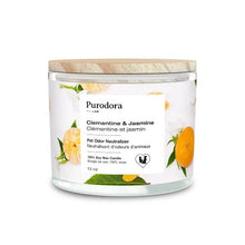 Charger l'image dans la galerie, Purodora Lab Bougie de soya - Neutralisant d'odeurs d'animaux - Clémentine et Jasmin 13 oz

