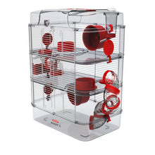 Charger l'image dans la galerie, Cage Trio Rody 3 pour hamster, trois étages, rouge, 41 x 27 x 53 cm - Boutique Le Jardin Des Animaux -Habitat pour petit mammifèreBoutique Le Jardin Des AnimauxVP1706
