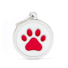 Charger l'image dans la galerie, Médaille collection Charms, CERCLE BLANC PATTE ROUGE, GRAND - Boutique Le Jardin Des Animaux -médailleBoutique Le Jardin Des AnimauxYM06

