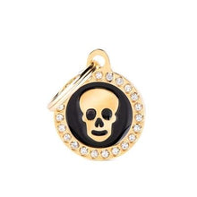 Charger l'image dans la galerie, Médaille collection GLAM, "CERCLE DORÉE CRÂNE STRASS" PETIT - Boutique Le Jardin Des Animaux -médailleBoutique Le Jardin Des AnimauxBH30GM06G
