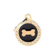 Charger l'image dans la galerie, Médaille collection GLAM, "CERCLE DORÉE OS STRASS" PETIT - Boutique Le Jardin Des Animaux -médailleBoutique Le Jardin Des AnimauxBH30GM01G
