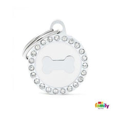 Charger l'image dans la galerie, Médaille collection GLAM, "CERCLE OS BLANC STRASS" PETIT - Boutique Le Jardin Des Animaux -médailleBoutique Le Jardin Des AnimauxBH27GM01
