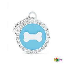 Charger l'image dans la galerie, Médaille collection GLAM, "CERCLE OS BLEU CLAIR STRASS" PETIT - Boutique Le Jardin Des Animaux -médailleBoutique Le Jardin Des AnimauxBH28GM01
