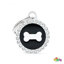 Charger l'image dans la galerie, Médaille collection GLAM, "CERCLE OS NOIR STRASS" PETIT - Boutique Le Jardin Des Animaux -médailleBoutique Le Jardin Des AnimauxBH30GM01
