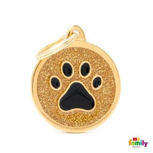 Charger l'image dans la galerie, Médaille collection SHINE, CIRCLE GLITTER OR PATTE NOIR, GRAND - Boutique Le Jardin Des Animaux -médailleBoutique Le Jardin Des AnimauxGL06GOLD
