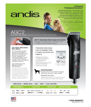 Charger l'image dans la galerie, Tondeuse (Clipper) pour chien AGC Professionnel 2 vitesses - Andis - Boutique Le Jardin Des Animaux -ToilettageBoutique Le Jardin Des AnimauxT-22625
